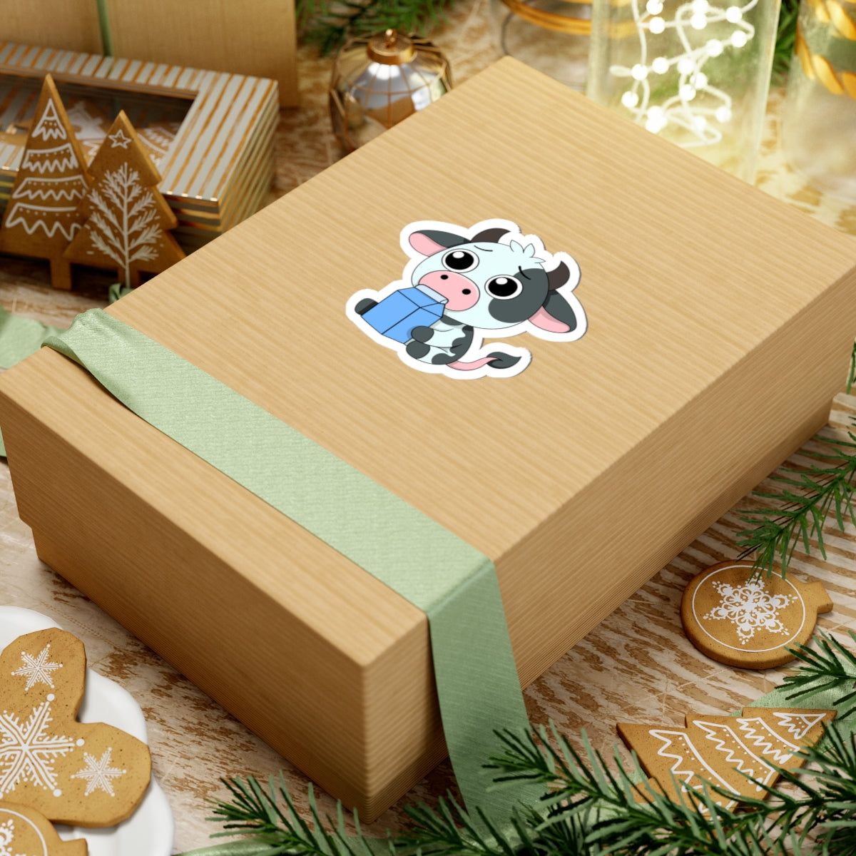 Cute Cow Milk Kiss-Cut Stickers, Adorable Farm Animal Decor, Planner Accessories, Gift Ideas, Cartoon Cow Stickers