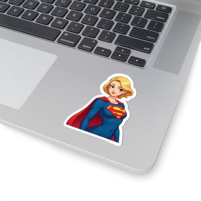 Heroic Supergirl Kiss-Cut Stickers, Cartoon Stickers, Laptop Decals, Superhero Decor, Gift for Comic Fans, Kids Room Decor