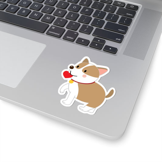 Cute Corgi Kiss-Cut Stickers, Dog Lover Gift, Pet-Themed Stickers, Laptop Decor, Heart Stickers, Fun Home Accessories