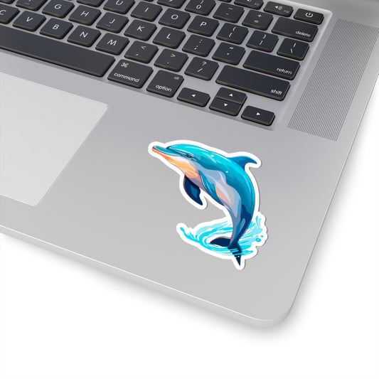 Whimsical Dolphin Kiss-Cut Stickers | Ocean Decor, Laptop Sticker, Watercolor Art, Gift for Sea Lovers, Fun Accessories