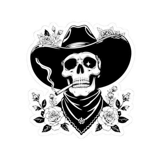 Cowboy Skull Kiss-Cut Stickers | Edgy Decor, Laptop Stickers, Skull Art, Western Vibe, Unique Gifts