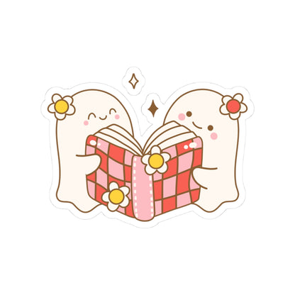 Cute Book-Loving Ghost Kiss-Cut Stickers, Perfect for Journals, Laptops, Scrapbooking, Gifts, Book Lovers