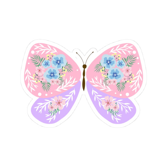 Butterfly Bloom Kiss-Cut Stickers, Floral Stickers for Planners, Laptop Decals, Gift for Nature Lovers, Spring Decor