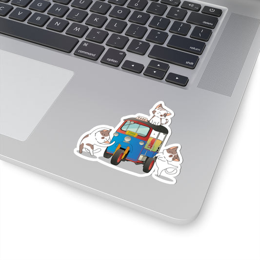 Playful Cat Taxi Stickers, Cute Animal Decals, Laptop Stickers, Cat Lover Gifts, Fun Home Decor
