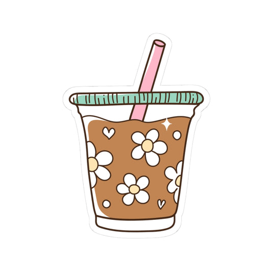 Cute Flower Cup Kiss-Cut Stickers | Aesthetic Laptop Decor, Cute Stationery, Gifts for Friends, Floral Art