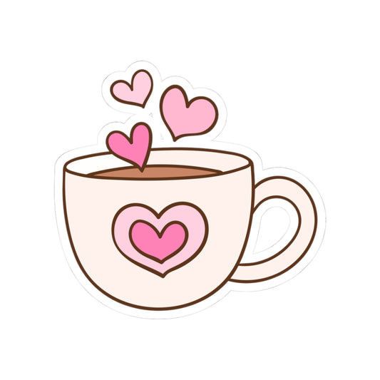 Cute Coffee Cup Kiss-Cut Stickers, Sweetheart Valentine Stickers for Laptop, Decor, Gifts, Journals, Scrapbooking