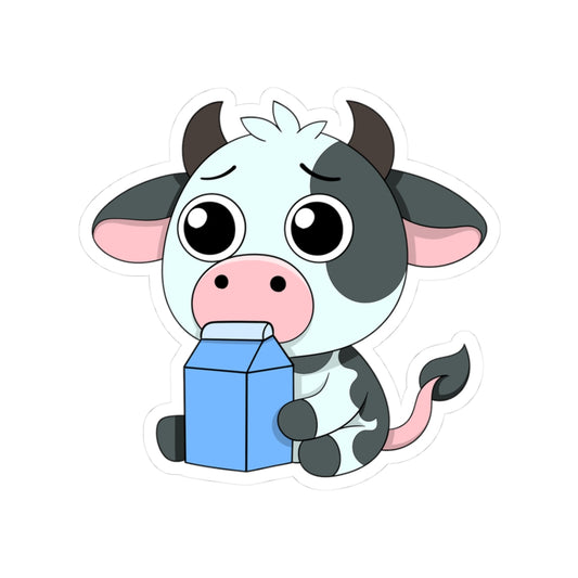 Cute Cow Milk Kiss-Cut Stickers, Adorable Farm Animal Decor, Planner Accessories, Gift Ideas, Cartoon Cow Stickers