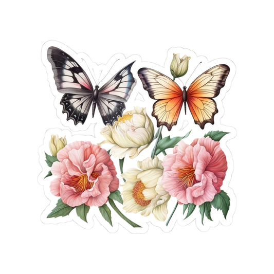 Butterfly & Floral Kiss-Cut Stickers, Boho Decor, Laptop Stickers, Journal Accessories, Flower Stickers, Gift for Nature Lovers