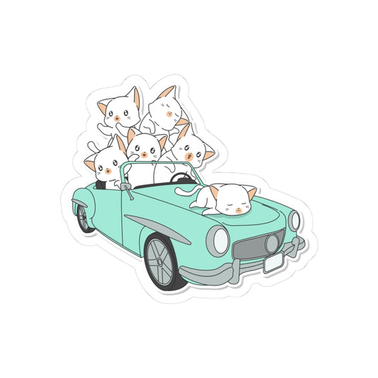 Kawaii Cat Car Kiss-Cut Stickers | Cute Cat Decor, Laptop Stickers, Gift for Cat Lovers, Fun Car Stickers, Animal Art