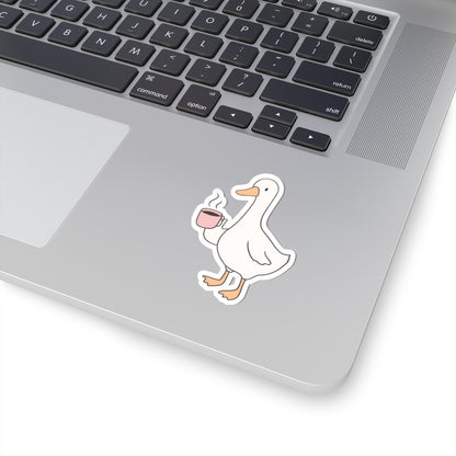 Cute Duck Coffee Kiss-Cut Stickers, Laptop Decals, Fun Gift for Coffee Lovers, Home Decor, Animal Stickers
