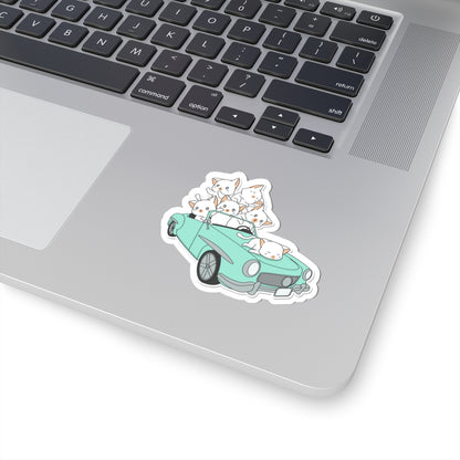 Kawaii Cat Car Kiss-Cut Stickers | Cute Cat Decor, Laptop Stickers, Gift for Cat Lovers, Fun Car Stickers, Animal Art
