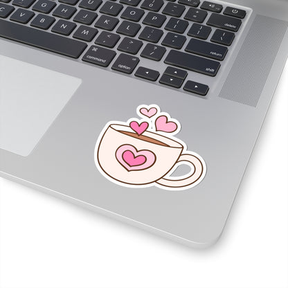 Cute Coffee Cup Kiss-Cut Stickers, Sweetheart Valentine Stickers for Laptop, Decor, Gifts, Journals, Scrapbooking